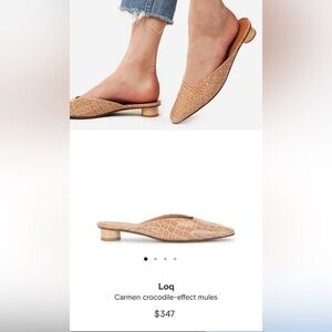LOQ Beige Croc-Embossed Mules